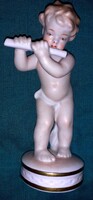 Gyönyörű antik SCHAUBACH KUNST porcelán fuvolázó porcelán angyalka puttó figura 15 cm képek szerint