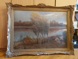 Horváth Sándor (1870-1913): Kis Dunai...., festmény, 70x100 cm+keret