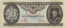 50 forint 1951 6. alacsonyabb sorszám "009917"