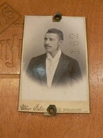 ANTIK KEMÉNYHÁTÚ FOTÓ  BUDAPEST UHER ÖDÖN IGAZOLVÁNY