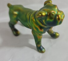 Zsolnay eozin antik miniatűr boxerkutyus