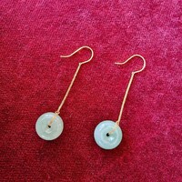 18K Gold Transparent Jade Earrings