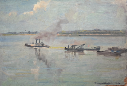 STEAMSHIP (oil painting) Etta Schréder (1895-1970) Kárpáthy Jenőné, Kárpáthyné - female painter