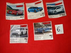 Retro AUTÓS TURBO sport rágógumi gyűjthető autóscimkék 5 darab egyben a képek szerint 6.