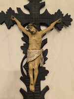 Gyönyörű faragott  Jézus Krisztus fa szobor alkotás kézi faragàs nagy méretű  kereszt feszületet