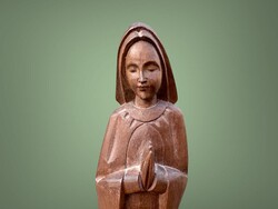 Csodálatos fa Madonna szobor - Gyönyörű régi “art deco” faragott Szűz Mária kegytárgy