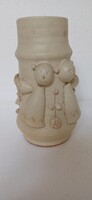 Gyöngyvér Baksa ceramic vase with figurative angels