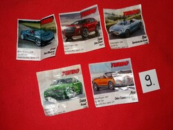 Retro AUTÓS TURBO sport rágógumi gyűjthető autóscimkék 5 darab egyben a képek szerint 9.