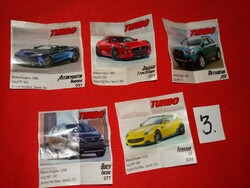 Retro AUTÓS TURBO sport rágógumi gyűjthető autóscimkék 5 darab egyben a képek szerint 3.