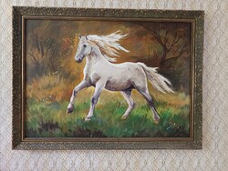 Óriási olajfestmény kerettel:Kengyel Z."Lipicai"