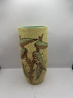 Régi kerámia váza, sárga pikkely mázzal. 6323