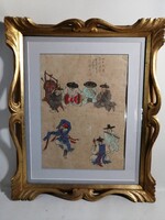 ANTIQUE KOREAN WOODCUT - KOREAI ZENÉSZEK - ANTIK FAMETSZET