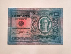 100 Korona 1912, F+. (D.Ö. felülbélyegzés).