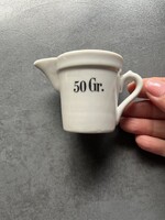 Régi mérőedény, patika edény hibátlan állapotban, 50 gr