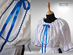 Női buggyos ujjú díszített, népi húzott blúz néptánchoz is