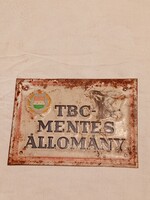 RÉGI FÉM TÁBLA- TBC MENTES ÁLLOMÁNY (G13)