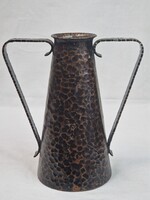 Ritka iparművész bronz kétfülű váza szép állapotban 19 cm. magas 740 g. súlyú