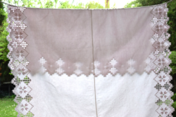 Antik Régi Népi Hagyományőrző Nagy Len Vászon terítő asztalterítő abrosz kalodás hímzett 170 x 123