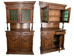 Antik tölgyfa tálalószekrény