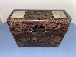 Második világháborús német Feldfernsprecher 33 Wehrmacht tábori telefon bakelit doboza 1943