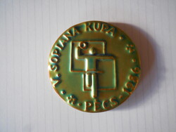 Zsolnay eozin plakett  , Sophiana Kupa  Pécs ,  1986 .  szép állapot