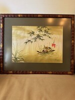 Japán stílusú selyemfestmény
