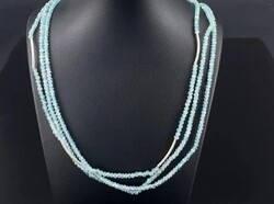 • Aquamarine multi-strand necklace 925 sterling silver - new, handmade jewelry