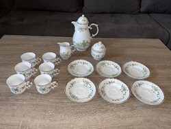 Hollóházi Erika mintás porcelán kávéskészlet hat személyes 1 Ft, nincs minimál ár!