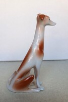 Hollóházi porcelán kecses Agár figura, 16 cm-es hibátlan kutya szobor