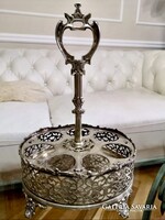 Ezüstözött, régi állvány, üveg- fűszertartó, shaby chic, vintage, 29 cm magas