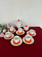 Beautiful Orange Dotty Granite Coffee Set, Pot, Cups, Sugar Container