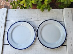 Alföldi porcelán_dupla kék csíkos kistányér pár