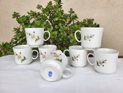 Alföldi porcelán_Margarétás, teás, hosszú kávés csészeszett 7 db-os