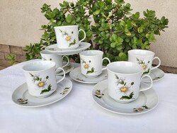 Alföldi porcelán_Margarétás, ritka fazonú, kávés csészeszett 6 személyes