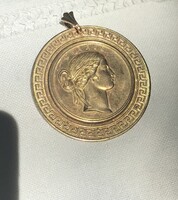 Charis  bronz , tűzaranyozott medál 1850 körüli Német Birodalom szignált