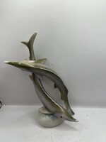 Hollóházi porcelán kecsege pár figura. 6383