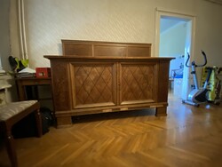 (3db-os szett) Art déco, elegáns, geometrikus intarziás, 1920–30-as évekbeli bútorszett