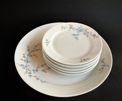 Alföldi vitrin kék virágos süteményes készlet kerek kínáló tál és 5 tányér