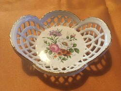 Gyönyörű virág mintás kézi festett porcelán tálka - Herend, de nem a gyárban készült
