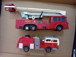 Matchbox K-39 ERF Simon Snorkel és Majorette élethű New York-i tűzoltóautó együtt