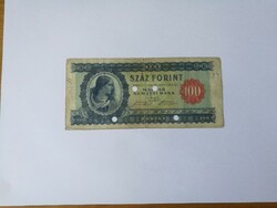 1946-os 100Ft, lyukasztással érvénytelenített