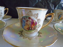 Ez még csehszlovák Altwien? - nem használt porcelán mokkás készlet 6 személyes, jelenetes