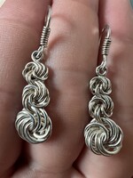 Vintage magyar ezüst rózsa fazon fülbevaló lógos