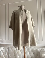 GAP 42-44-es 100% len női blúz, L-es gallér nélkül, natúr, homok színű