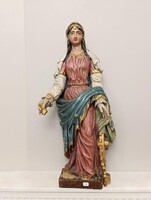 Antik szobor keresztény Alexandriai Szent Katalin barokk festett faragott keményfa 538 2993