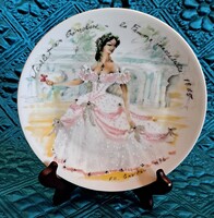 Dámás, hölgyes  porcelán dísztányér, régi limoges-i francia divat tányér 1 (M5649)