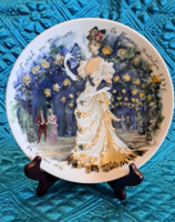 Dámás, hölgyes  porcelán dísztányér, régi limoges-i francia divat tányér 5 (M5653)