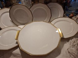 Gyönyörű aranyszélü porcelán  süteményes készlet