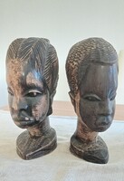 Fa szobor, "afrikai női fej"