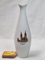 Aquincumi porcelán nagyobb méretű emlék váza SZEGED felirattal hibátlan állapotban  21,5 cm. magas